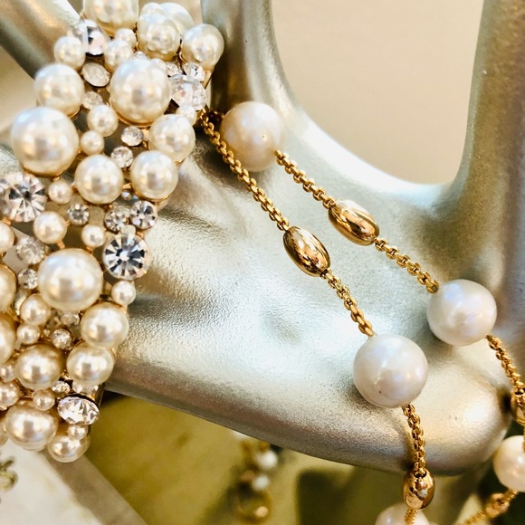 Vintage Rhinestone Pearl Bracelet Necklace Lot - Picture 15 of 16